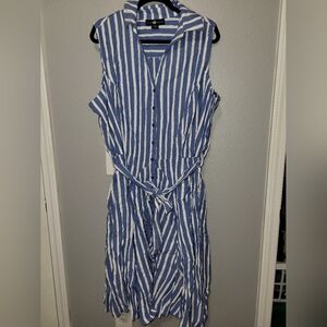 Ashley Stewart Blue and White Striped Dress